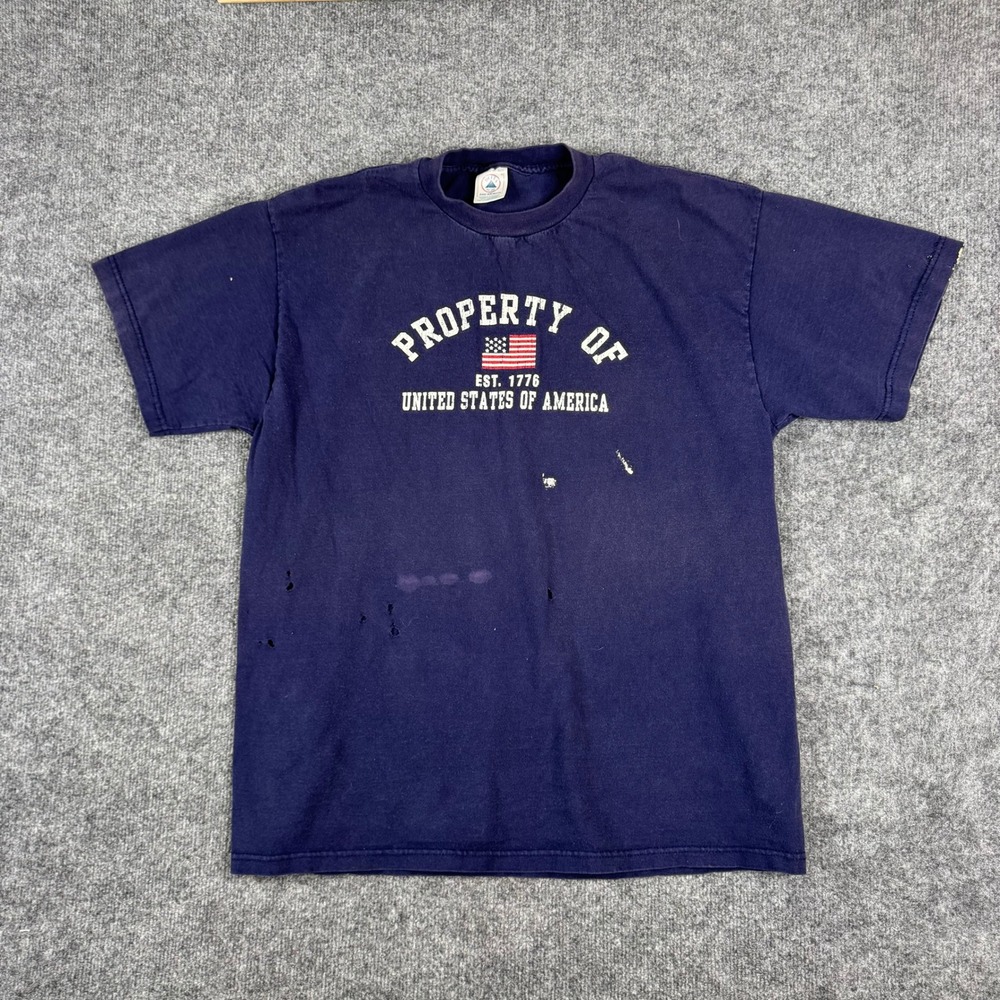 Delta T-Shirt Mens Size Large Navy Blue USA Flag Distressed Graphic Cotton Tee